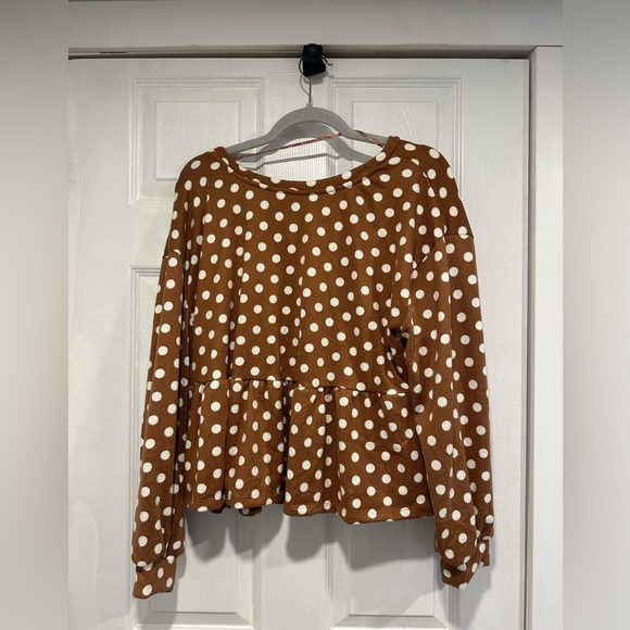 Jillian Harris Brown Polka Dot Peplum - Picture 5 of 6